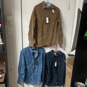 Men's Brown and Blue Dress Shirts